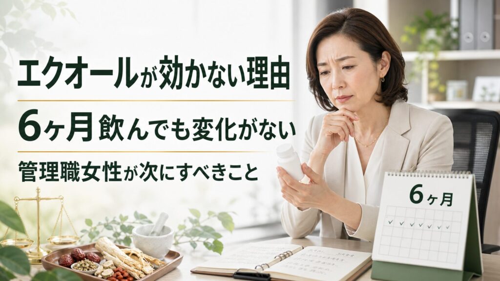エクオールが効かない理由｜6ヶ月飲み続けても変化がなかった管理職女性が次にすべきこと【漢方医監修】