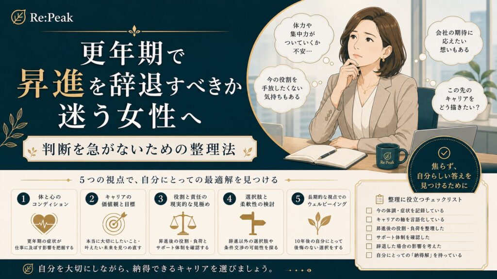 更年期で昇進を辞退すべきか迷う女性へ